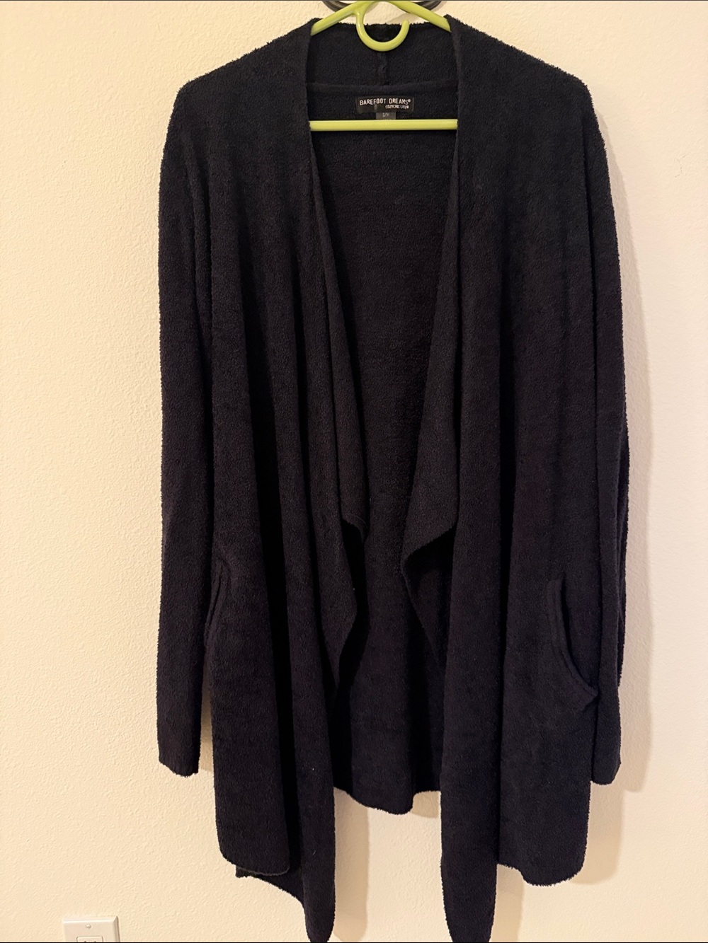 Barefoot Dreams Black Open Drape Plush Cardigan